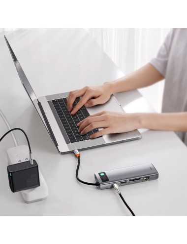 Hub 9in1 Baseus Metal Gleam Series, USB-C to 3x USB 3.0 + HDMI + USB-C PD + Ethernet RJ45 + microSD/SD + VGA | Αντάπτορες/Μετατροπείς