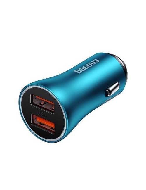 Baseus Φορτιστής Αυτοκινήτου Golden Contactor Max, 2x USB, 60W (Μπλε)