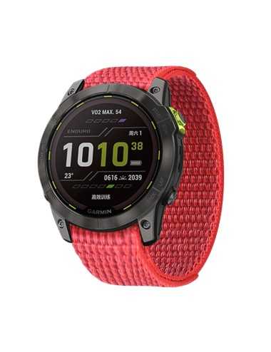 Hook And Loop Fastener Nylon Watch Band for Garmin Fenix 7X (Red)