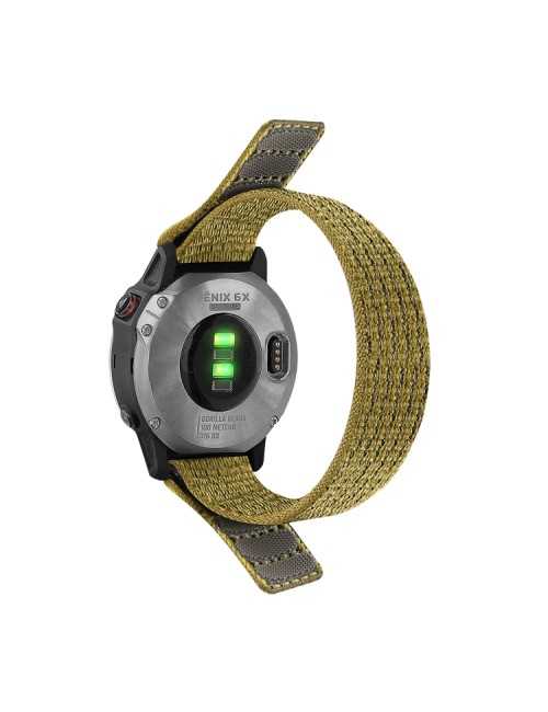 Hook And Loop Fastener Nylon Watch Band for Garmin Fenix 7X (Yellow Green)