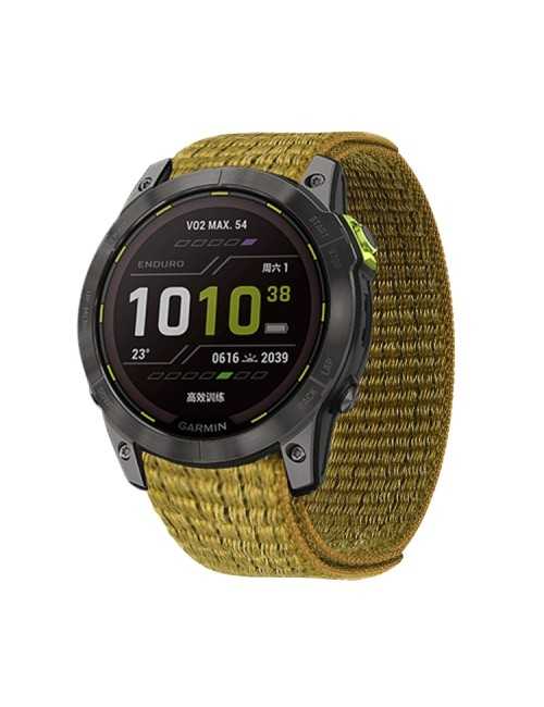 Hook And Loop Fastener Nylon Watch Band for Garmin Fenix 7X (Yellow Green)