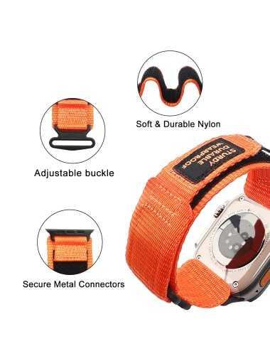 AW Nylon Two-Section Watch Band For Apple Watch 44/45/49mm (Orange) | Λουράκια