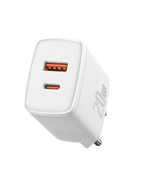 Baseus Φορτιστής Compact Quick Charger USB, USB-C 20W (Λευκό)