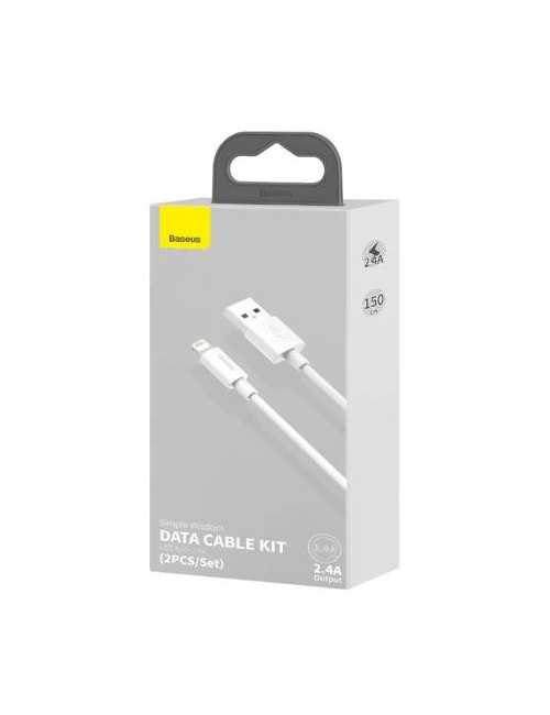 Baseus Simple Wisdom Καλώδιο USB σε Lightning 2.4A 1.5m (2τμχ) (Λευκό)