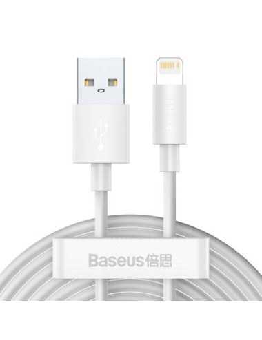 Baseus Simple Wisdom Καλώδιο USB σε Lightning 2.4A 1.5m (2τμχ) (Λευκό) | Καλώδια