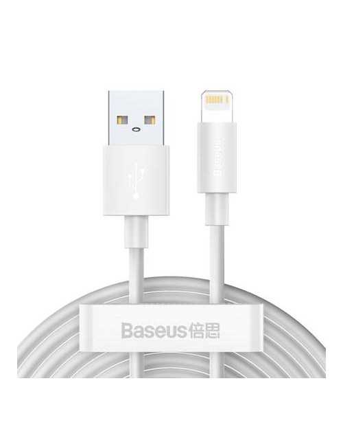 Baseus Simple Wisdom Καλώδιο USB σε Lightning 2.4A 1.5m (2τμχ) (Λευκό)