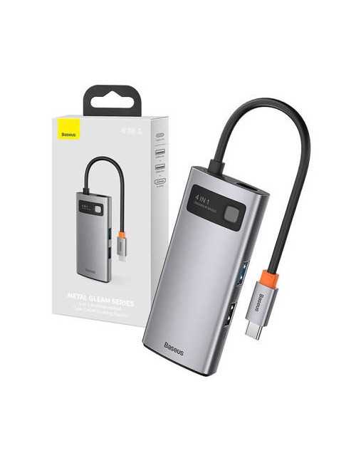 Baseus Docking Station 4in1 Metal Gleam Series, USB-C σε USB 3.0 + USB 2.0 + HDMI + USB-C PD (Ασημί)