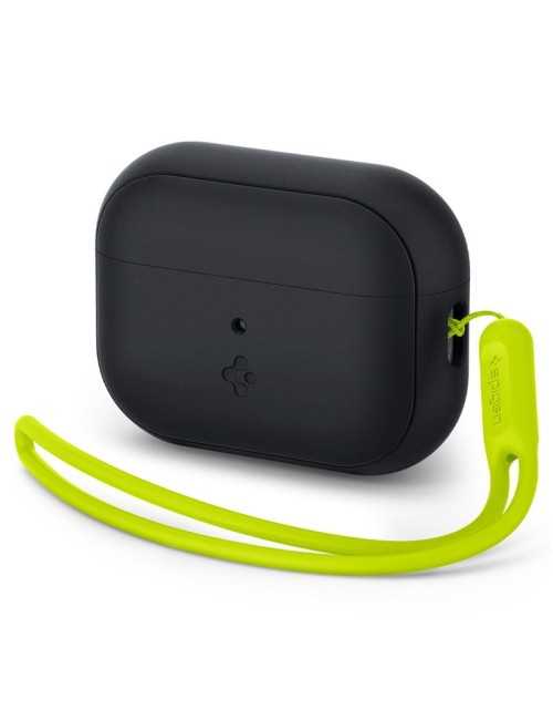 Spigen Case Silicone Fit Black + Strap Phantom Green - AirPods Pro (2nd Gen)