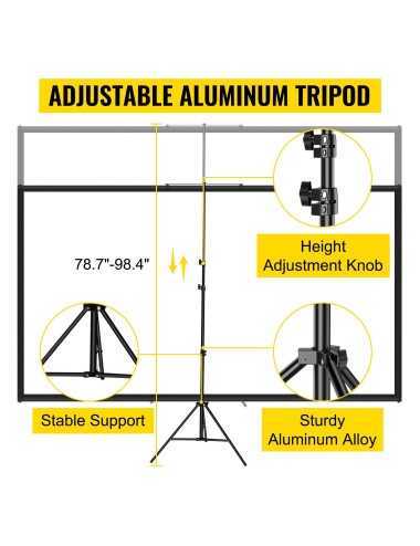 Οθόνη Προβολής Projector Δαπέδου VEVOR DM-ABS-90 με Λόγο Εικόνας 16:9 4K 200x113cm / 90" | Αξεσουάρ Projectors