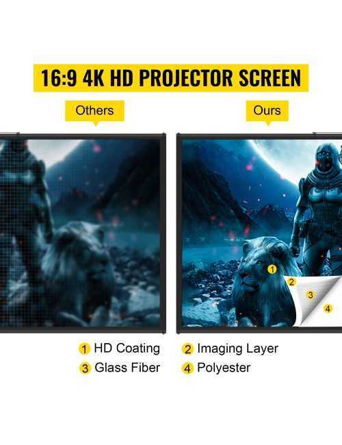Οθόνη Προβολής Projector Δαπέδου VEVOR DM-ABS-70 με Λόγο Εικόνας 16:9 4K 160x95cm / 70"