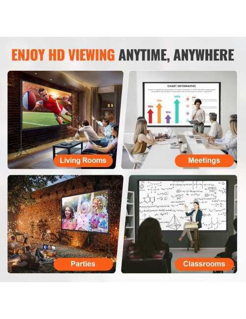 Οθόνη Προβολής Projector Δαπέδου VEVOR ZG-LJ150 με Λόγο Εικόνας 16:9 4K 4202 x 650 x 2746mm / 150"