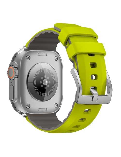 Λουράκι KALEBOL για Apple Watch 10 46mm / Ultra 2 / Ultra 49mm / 9 8 7 45mm Silicone Dual Color - Fluorescent Green