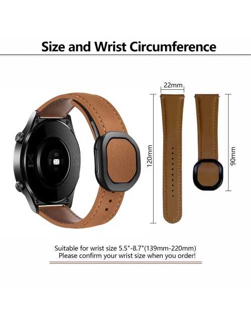 Λουράκι KALEBOL 22mm για Huawei Watch 4 / 4 Pro / GT 4 46mm Nautilus Magnetic Buckle Genuine Cow Leather - Brown