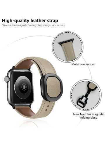 Λουράκι KALEBOL για Apple Watch 10 46mm / Ultra 2 / Ultra 49mm / 9 8 7 45mm Genuine Cow Leather - Black | Λουράκια