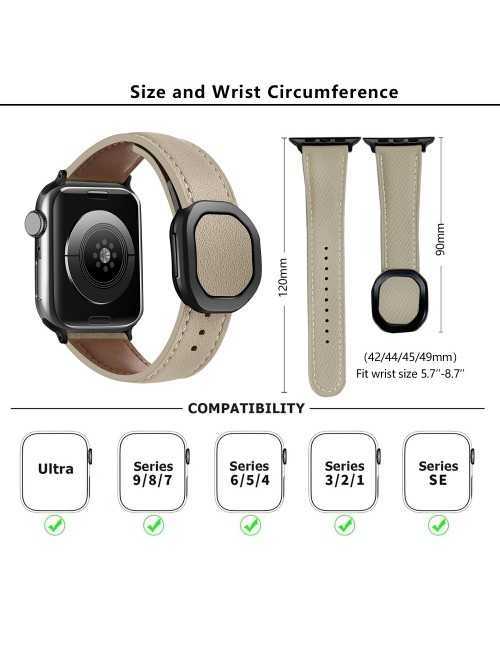 Λουράκι KALEBOL για Apple Watch 10 46mm / Ultra 2 / Ultra 49mm / 9 8 7 45mm Genuine Cow Leather - Black