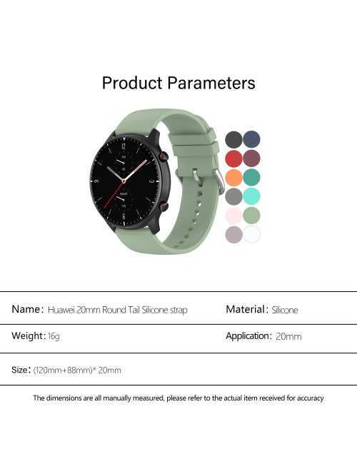 Λουράκι KALEBOL 20mm Silicone Strap για Huawei Watch GT 3 42mm / GT 3 Pro 43mm Round End - Black