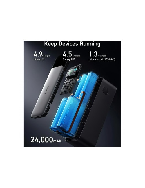Anker 737 Powerbank , 24000mAh, 140W, QC + PD, Black (A1289011)
