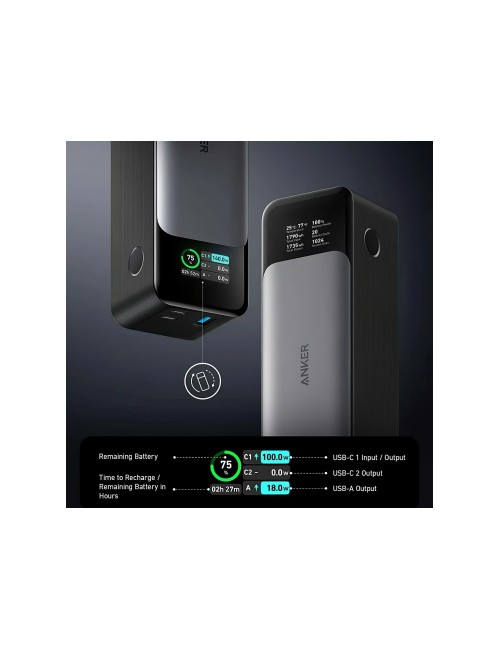 Anker 737 Powerbank , 24000mAh, 140W, QC + PD, Black (A1289011)