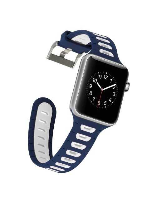 Λουράκι για APPLE WATCH 38/40 MM BI - COLOR SILICONE BAND Μπλε/Άσπρο
