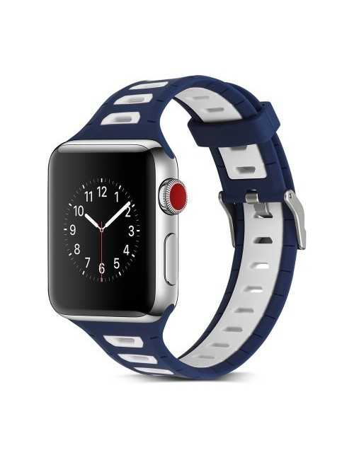 Λουράκι για APPLE WATCH 38/40 MM BI - COLOR SILICONE BAND Μπλε/Άσπρο