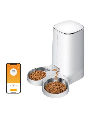 Rojeco PTM-001Έξυπνη Αυτόματη Ταΐστρα με WiFi και 2 Μπολ 4L (Λευκό)