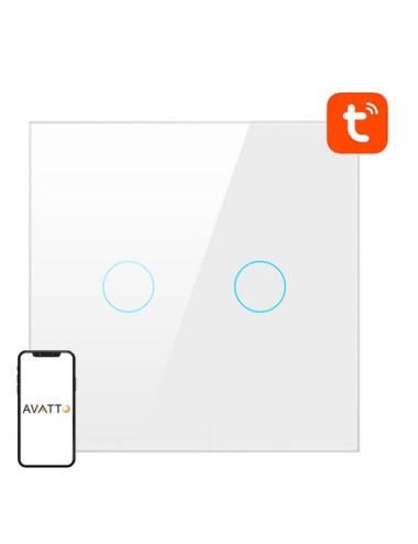 Avatto TS02-EU-W2 Έξυπνος Διακόπτης Χωνευτός WiFi (Aller-Retour) TUYA (Λευκό)