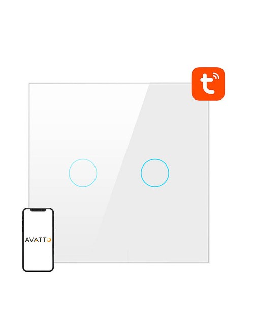 Avatto TS02-EU-W2 Έξυπνος Διακόπτης Χωνευτός WiFi (Aller-Retour) TUYA (Λευκό)