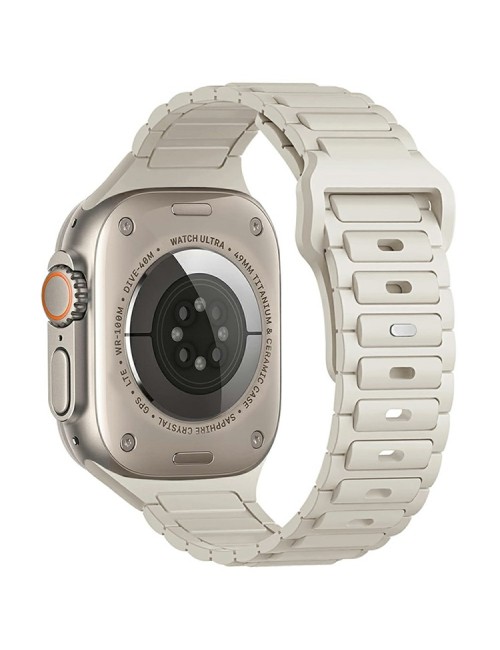 Λουράκι KALEBOL για Apple Watch 10 46mm / Ultra 2 / Ultra 49mm / 9 8 7 45mm Three Bead Silicone Band - Starlight