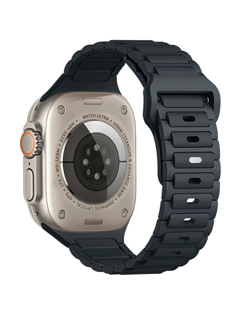 Λουράκι KALEBOL για Apple Watch 10 46mm / Ultra 2 / Ultra 49mm / 9 8 7 45mm Three Bead Silicone Band - Midnight Blue