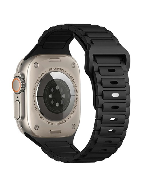 Λουράκι KALEBOL για Apple Watch 10 46mm / Ultra 2 / Ultra 49mm / 9 8 7 45mm Three Bead Silicone Band - Black