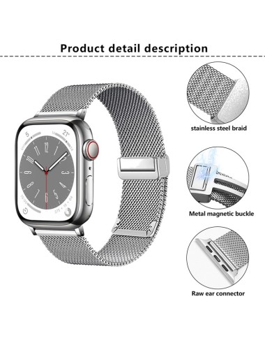 Λουράκι KALEBOL για Apple Watch 10 46mm / Ultra 2 / Ultra 49mm / 9 8 7 45mm Magnetic Buckle Stainless Steel Strap  - Starlight | Λουράκια