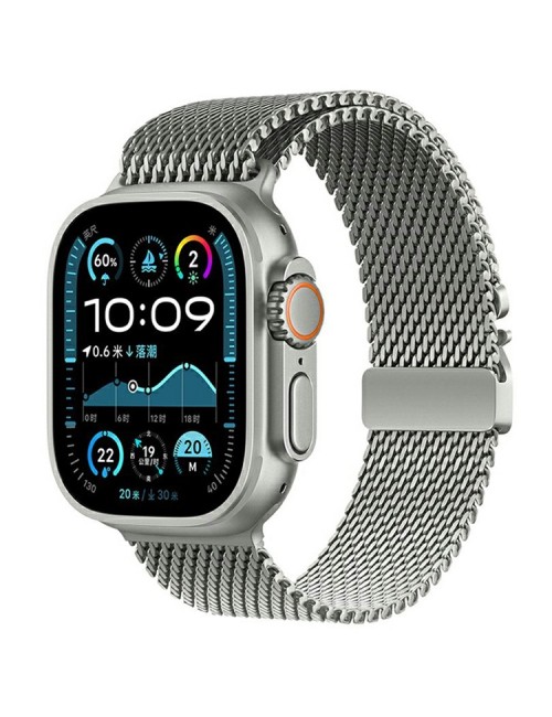 Λουράκι KALEBOL για Apple Watch 10 46mm / Ultra 2 / Ultra 49mm / 9 8 7 45mm Parachute Buckle Milanese Stainless Steel  - Silver