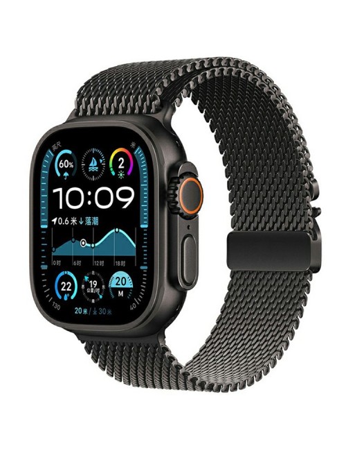 Λουράκι KALEBOL για Apple Watch 10 46mm / Ultra 2 / Ultra 49mm / 9 8 7 45mm Parachute Buckle Milanese Stainless Steel  - Black