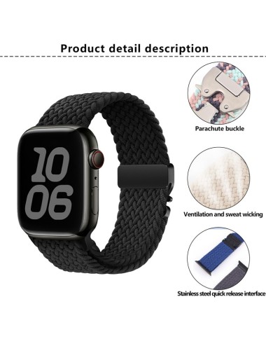 Λουράκι KALEBOL για Apple Watch 10 46mm / Ultra 2 / Ultra 49mm / 9 8 7 45mm Parachute Buckle Watch Strap - Black | Λουράκια