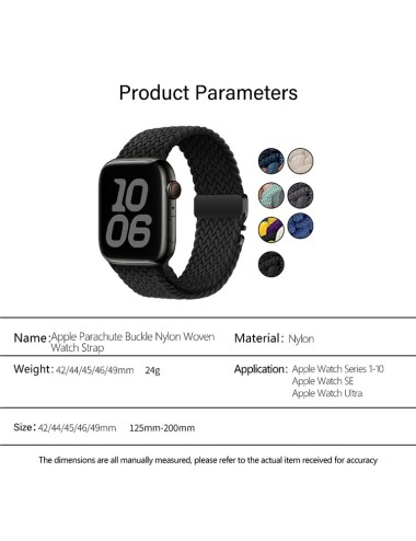 Λουράκι KALEBOL για Apple Watch 10 46mm / Ultra 2 / Ultra 49mm / 9 8 7 45mm Parachute Buckle Watch Strap - Black | Λουράκια
