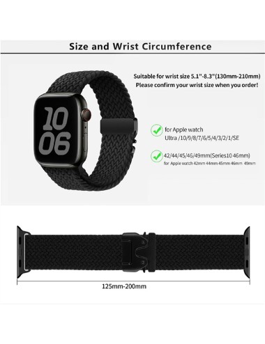 Λουράκι KALEBOL για Apple Watch 10 46mm / Ultra 2 / Ultra 49mm / 9 8 7 45mm Parachute Buckle Watch Strap - Black | Λουράκια
