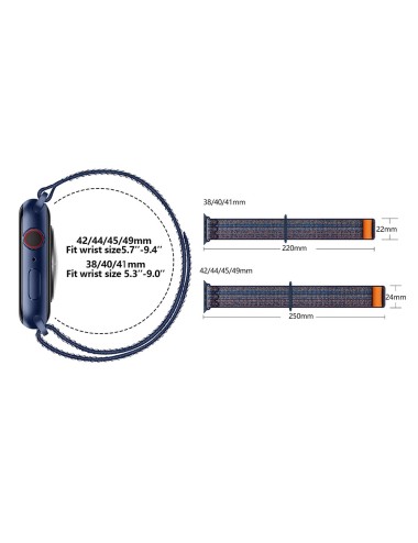 Λουράκι KALEBOL για Apple Watch 10 46mm / Ultra 2 / Ultra 49mm / 9 8 7 45mm Nylon Sport Watch Band - Midnight | Λουράκια