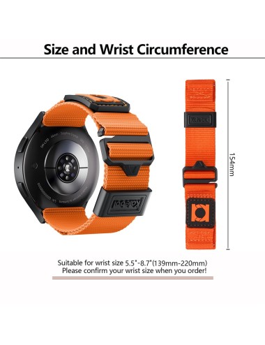 Λουράκι KALEBOL για Samsung Galaxy Watch6 / Huawei Watch GT4 46mm Braided Sport Nylon Strap 22mm - Orange | Λουράκια