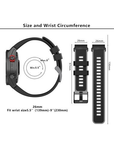 Λουράκι KALEBOL KLB-SSGJ-001 ΓΙΑ Garmin Fenix 7X / 7X Pro Silicone Watch Band 26mm - Army Green+Black | Λουράκια