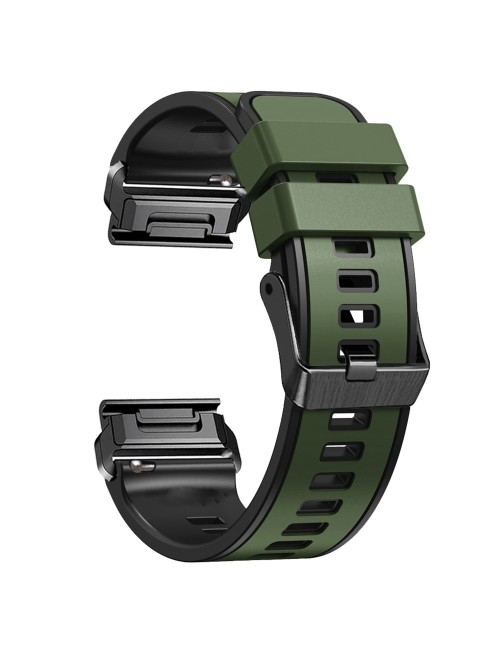 Λουράκι KALEBOL KLB-SSGJ-001 ΓΙΑ Garmin Fenix 7X / 7X Pro Silicone Watch Band 26mm - Army Green+Black