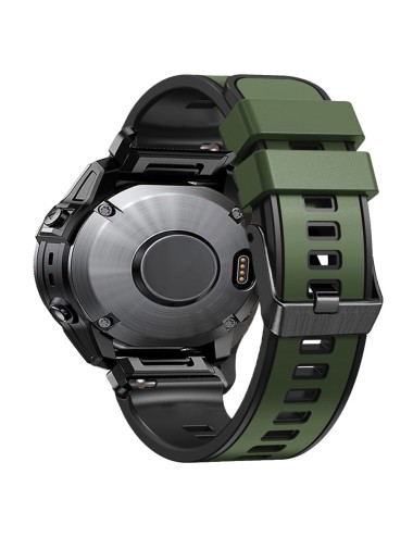 Λουράκι KALEBOL KLB-SSGJ-001 ΓΙΑ Garmin Fenix 7X / 7X Pro Silicone Watch Band 26mm - Army Green+Black | Λουράκια