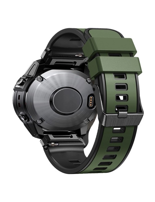 Λουράκι KALEBOL KLB-SSGJ-001 ΓΙΑ Garmin Fenix 7X / 7X Pro Silicone Watch Band 26mm - Army Green+Black