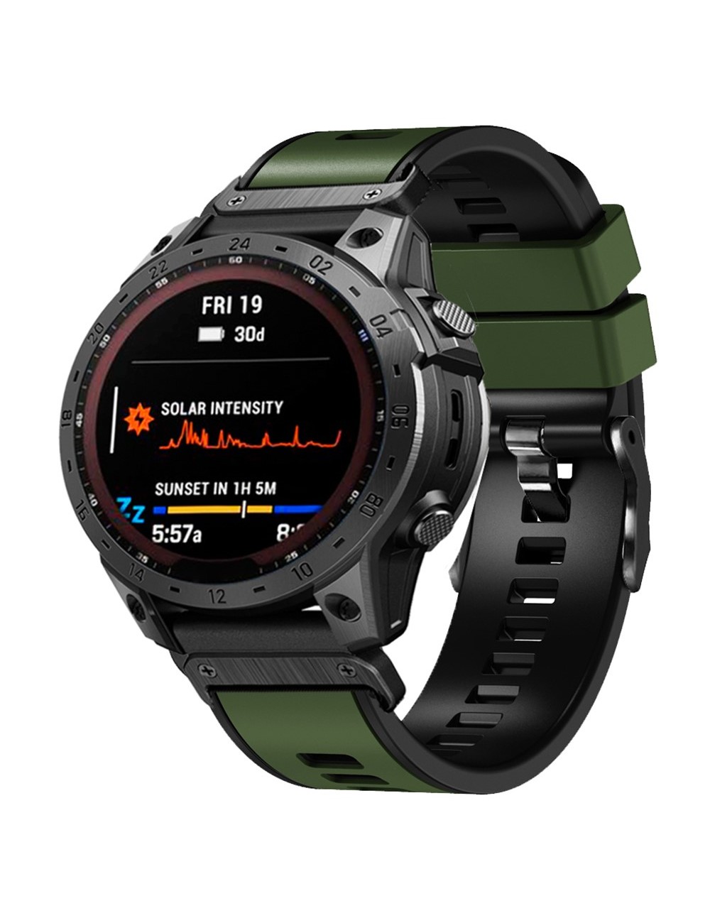 Λουράκι KALEBOL KLB-SSGJ-001 ΓΙΑ Garmin Fenix 7X / 7X Pro Silicone Watch Band 26mm - Army Green+Black