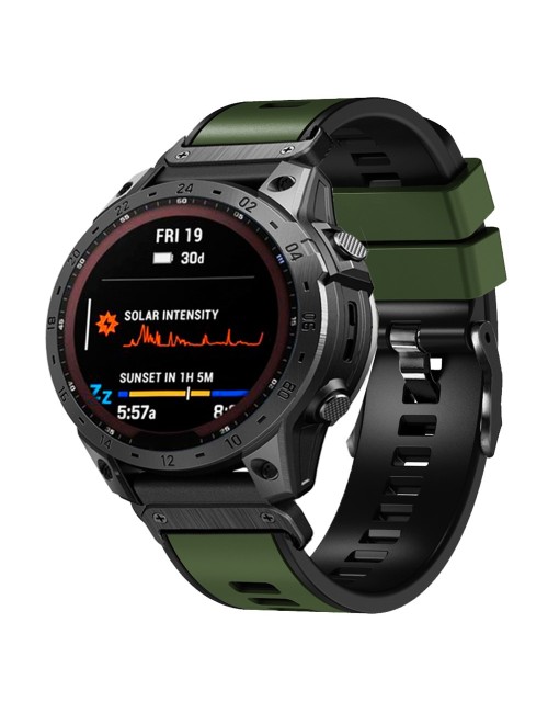 Λουράκι KALEBOL KLB-SSGJ-001 ΓΙΑ Garmin Fenix 7X / 7X Pro Silicone Watch Band 26mm - Army Green+Black