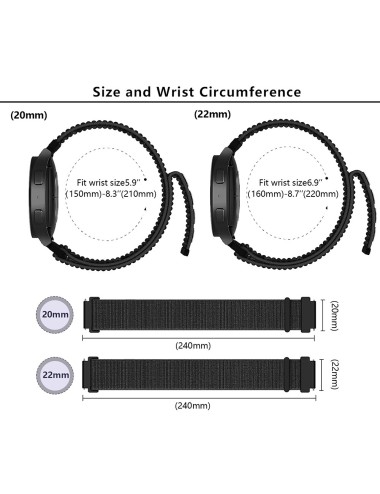 Λουράκι KALEBOL KLB-NLHH-001 για Samsung Galaxy Watch6 / Watch6 Classic Watch Strap 20mm Nylon Loop Band - Midnight Blue | Λουράκια