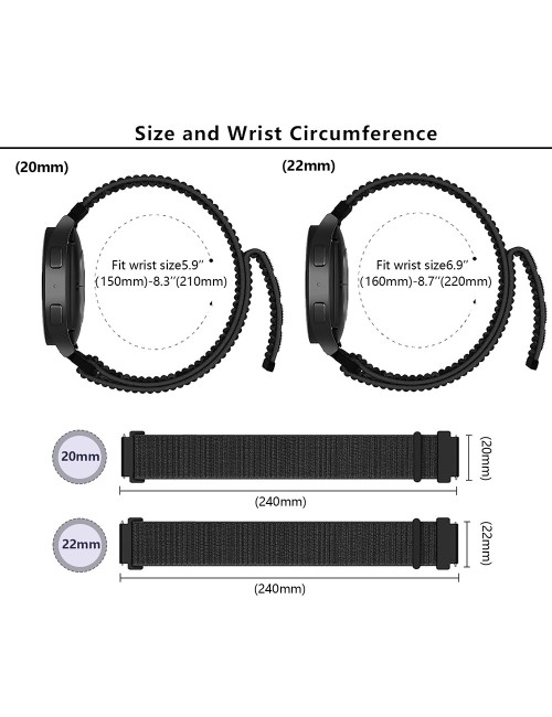 Λουράκι KALEBOL KLB-NLHH-001 για Samsung Galaxy Watch6 / Watch6 Classic Watch Strap 20mm Nylon Loop Band - Midnight Blue