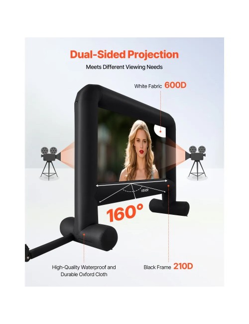 Φουσκωτή Οθόνη Κινηματογράφου VEVOR QC-ZJ-16FTD 16:9 (113" x 61") με Τσάντα Μεταφοράς