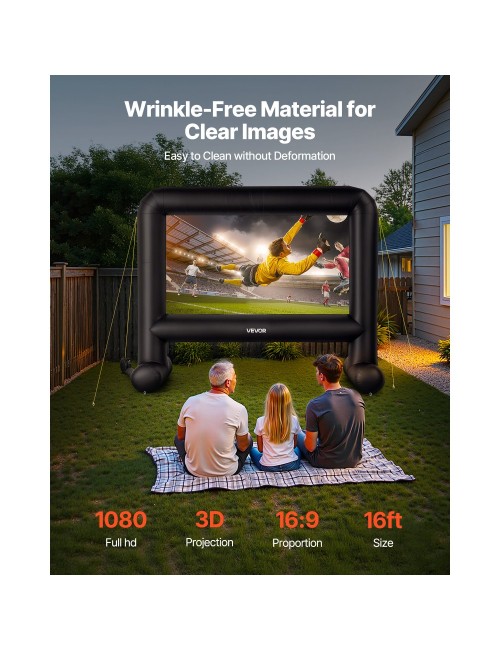 Φουσκωτή Οθόνη Κινηματογράφου VEVOR QC-ZJ-16FTD 16:9 (113" x 61") με Τσάντα Μεταφοράς