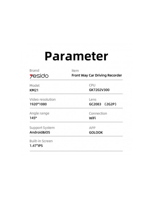 Dash Camera Yesido KM21 1080P 1.47inch LCD Black