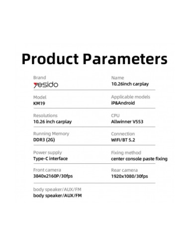 Yesido KM19 Car Navigation 10.26inch Black | Car Accessories